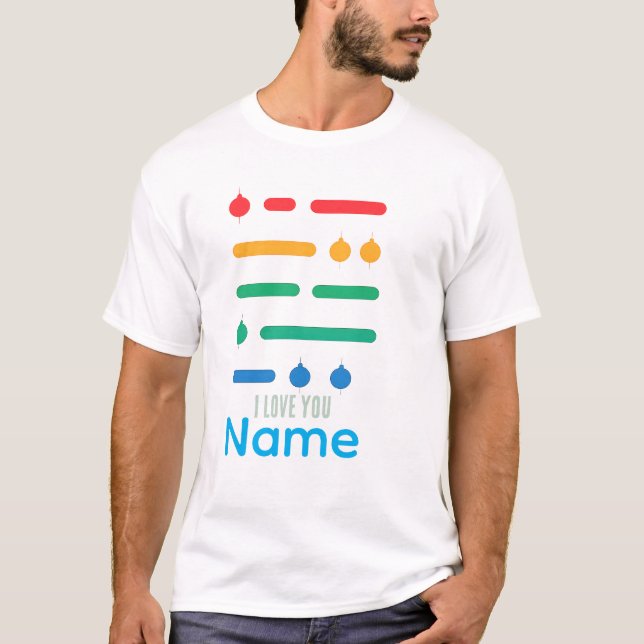 Camiseta Morse Code – I LOVE YOU (Rainbow Edition) (Anverso)