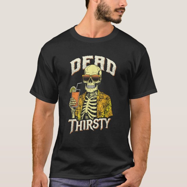 Camiseta Mortal Thirsty Funny Skeleton Summerween Beach Coc (Anverso)
