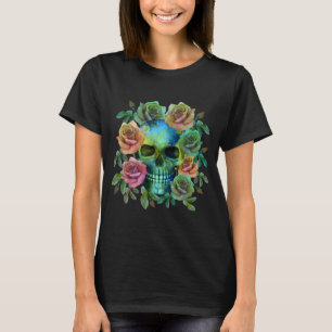 CAMISETA MORTAL VERDE CON FLORES