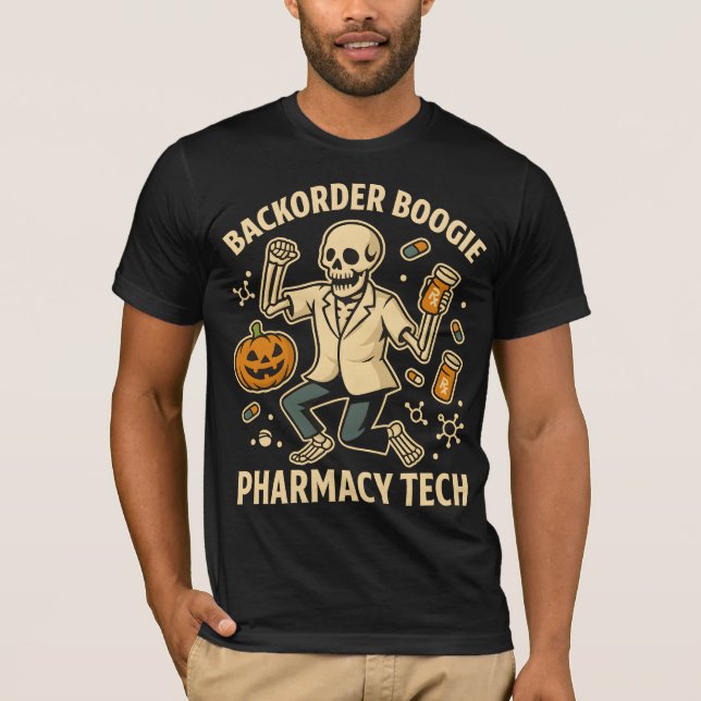 Camiseta Mortar y Pestle Monster Farmacia Skeleton Hal (Anverso)