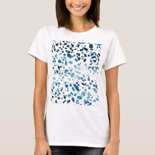 Camiseta Mosaico abstracto de Terrazzo en azul marino y azu