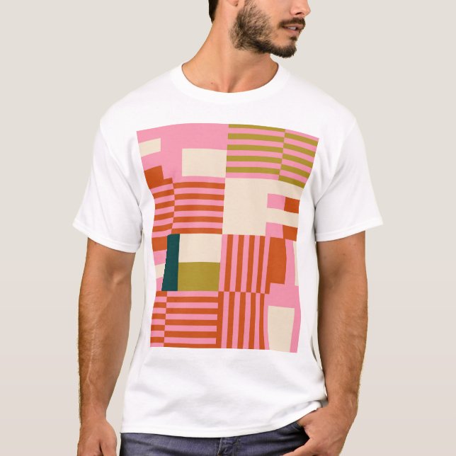 Camiseta Mosaico abstracto geométrico retro (Anverso)