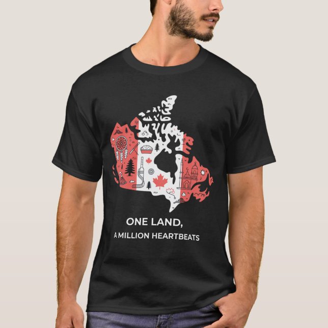 Camiseta Mosaico Canadiense: Hoja de Arce e Iconos (Anverso)
