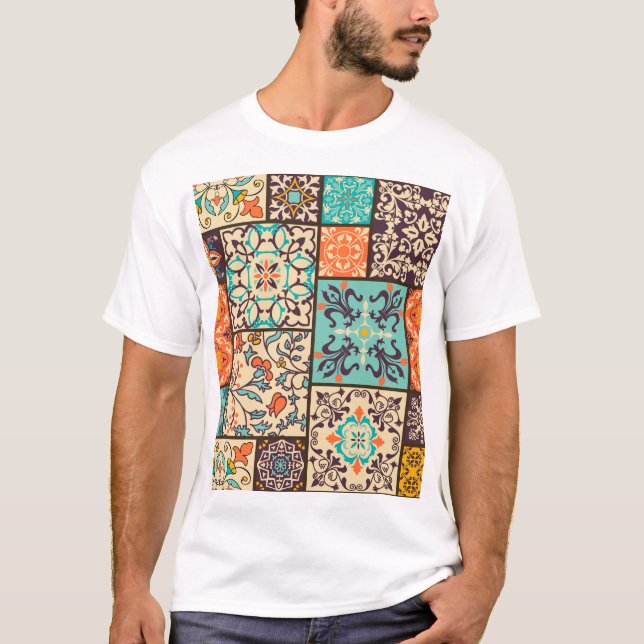 Camiseta Mosaico colorido de mosaico de mosaicos islámicos (Anverso)