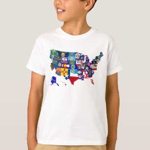 Camiseta Mosaico de Estados Unidos de Mapa con bandera