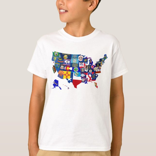 Camiseta Mosaico de Estados Unidos de Mapa con bandera (Anverso)