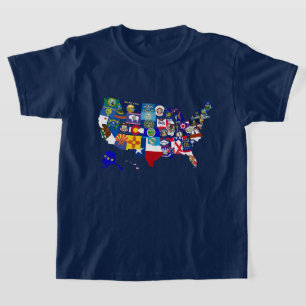 Camiseta Mosaico de Estados Unidos de Mapa con bandera