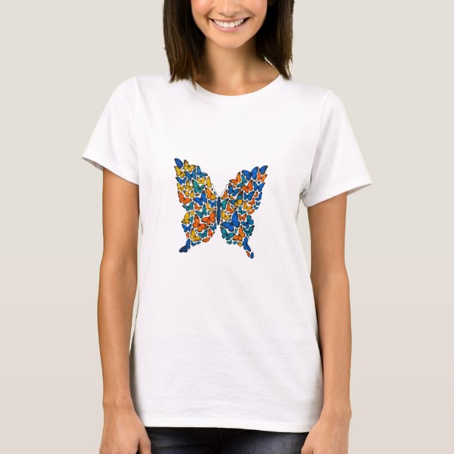 Camiseta Mosaico de mariposa colorida (Anverso)