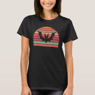 Camiseta Mosaico de silueta volador de murciélago vintage r