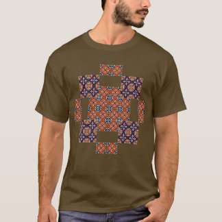 Camiseta Mosaico estilo talavera rústico rojo y azul