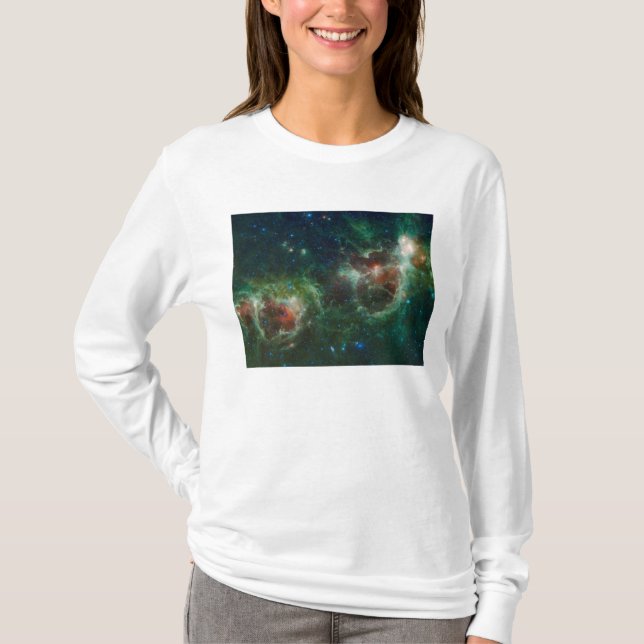 Camiseta Mosaico infrarrojo de la nebulosa Corazón y Alma (Anverso)