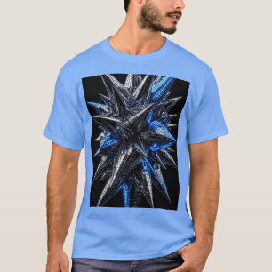 Camiseta Mosaico neón azul eléctrico y plata negra
