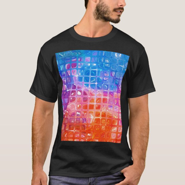 Camiseta Mosaico vibrante: fondo abstracto multicolor (Anverso)
