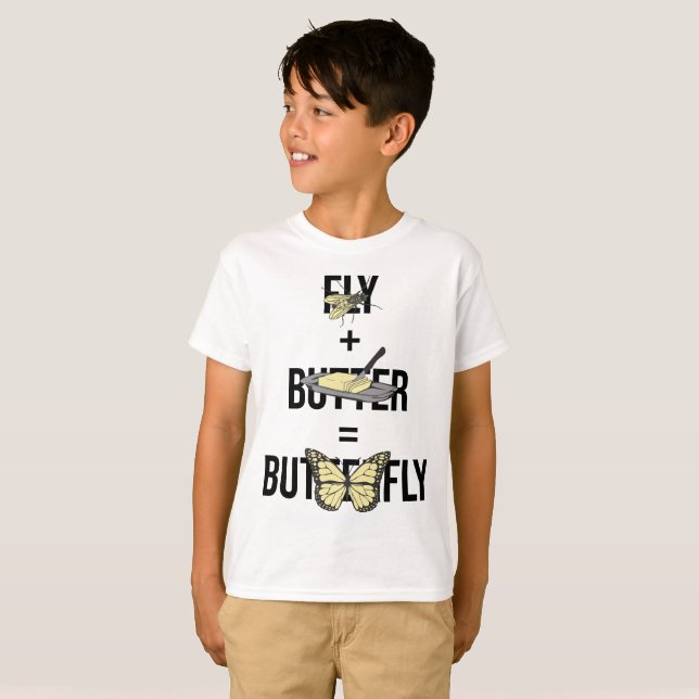 Camiseta Mosca de mariposa más Butter Funny Pun (Anverso completo)