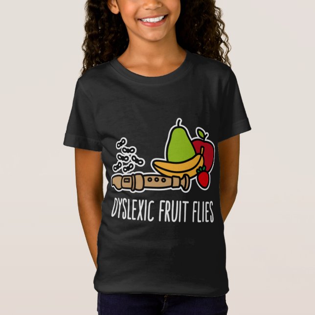 Camiseta Moscas de frutas disléxicas - Conciencia divertida (Anverso)