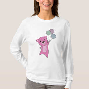 Camiseta Moscas De Oso Rosado Con Globos Animales Cuidados