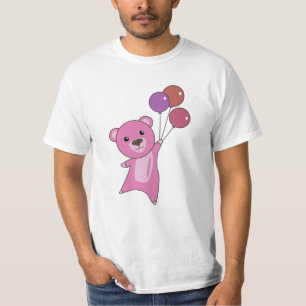 Camiseta Moscas De Oso Rosado Con Globos Animales Cuidados 