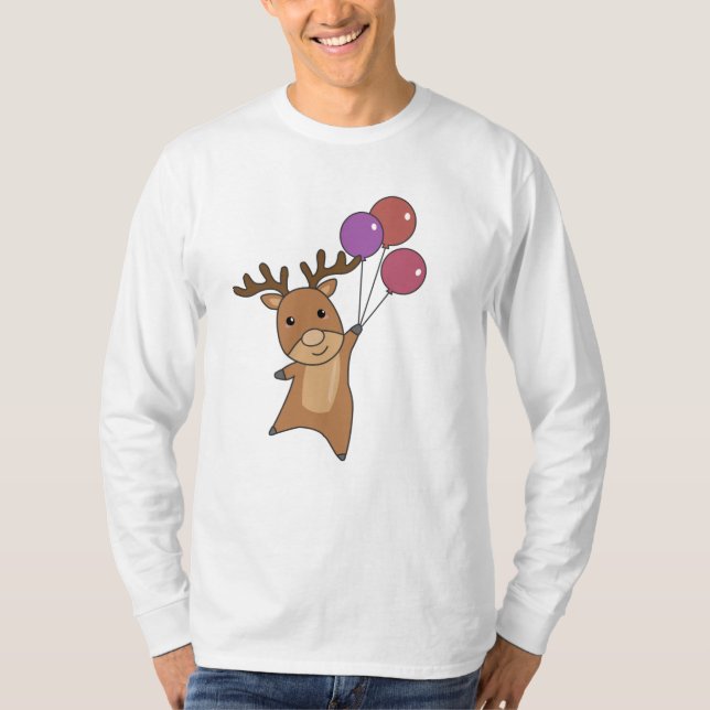 Camiseta Moscas Hirsch Con Globos Animales Dulces Para Niño (Anverso)