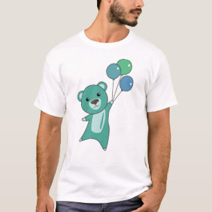 Camiseta Moscas Turquesas De Oso Con Globos Animales Cuidad
