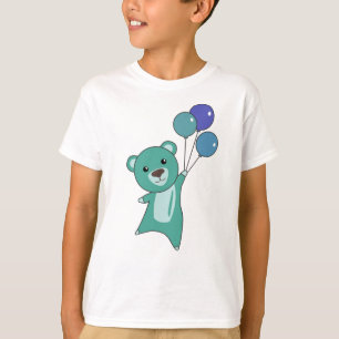 Camiseta Moscas Turquesas De Oso Con Globos Animales Cuidad