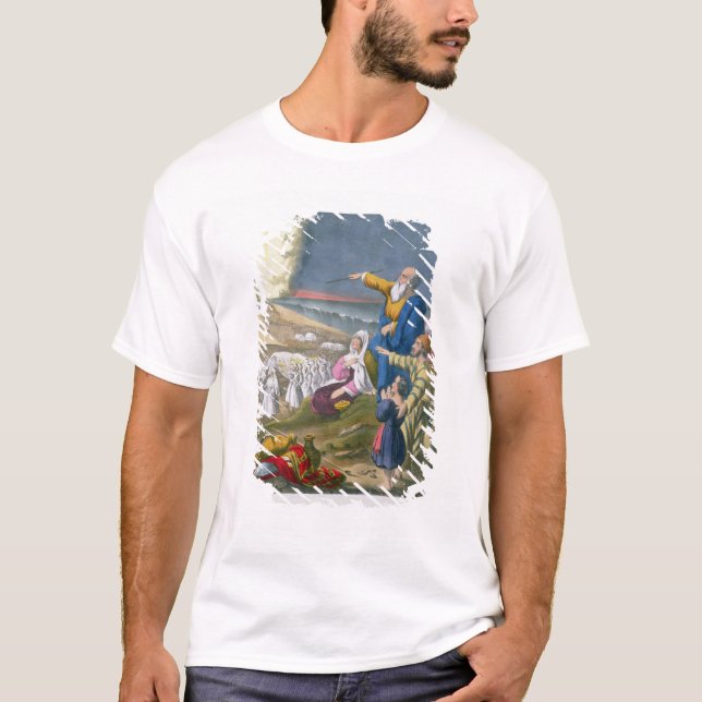 Camiseta Moses que divide el Mar Rojo, de una biblia (Anverso)