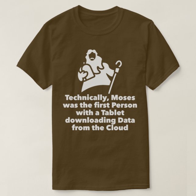 Camiseta Moses Tablet descargando datos de la nube (Diseño del anverso)