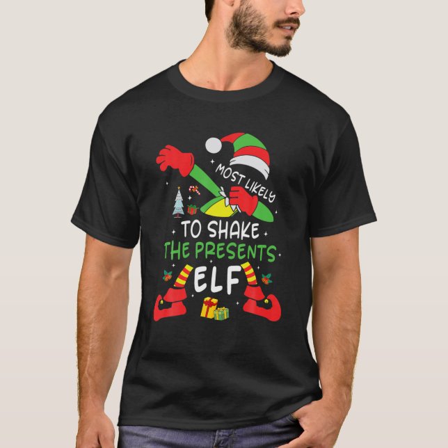 Camiseta Most Likely To Shake The Present Elf Family Christ (Anverso)