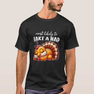 Camiseta Most Likely To Take A Nap Turkey Thanksgiving Funn