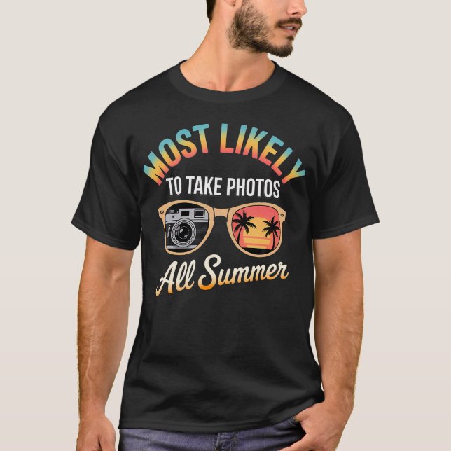 Camiseta Most Likely To Take Photos All Summer - Sunglasses (Anverso)