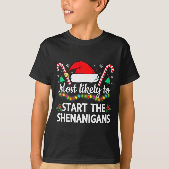 Camiseta Most Likely To The Shenanigans Funny Xmas Family M (Anverso)