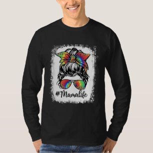 Camiseta Mot Mama Vida Chica Pelo Desordenado Leopardo Dulc