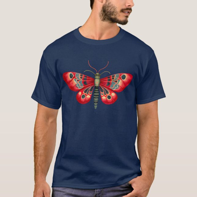 Camiseta Moth Roja En El Jardín Nocturno (Anverso)