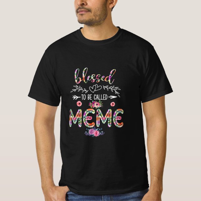 Camiseta Mother Blessed To Be Called Mom And Meme Flower (Anverso)