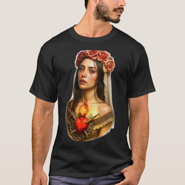 Camiseta Mother Mary Sacred Heart Cry  (Anverso)
