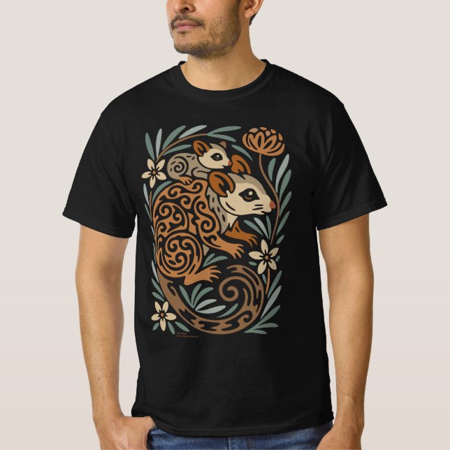 Camiseta Mother Possum & Baby – Tribal Aussie Wildlife Art (Anverso)