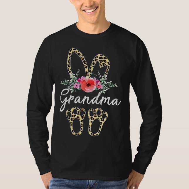 Camiseta Mother s Day Easter For Grandma Leopard Bunny Flor (Anverso)