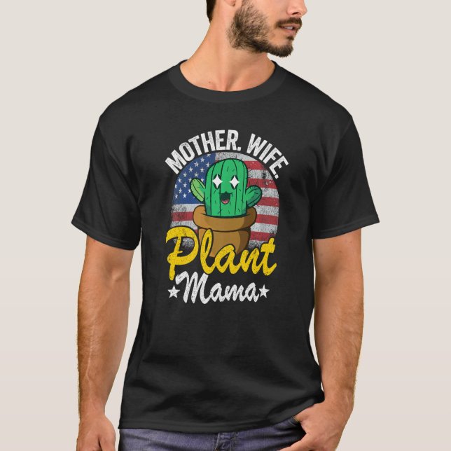 Camiseta Mother Wife Plant Mama American Flag Gardener Mom  (Anverso)