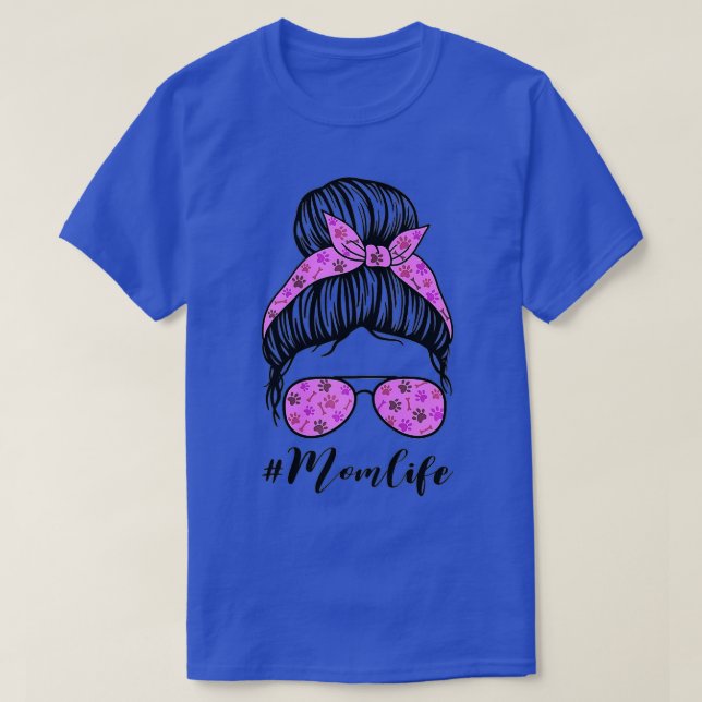 Camiseta Mothers Day Mom Life Bun Hair Sunglasses Dog Lover (Diseño del anverso)