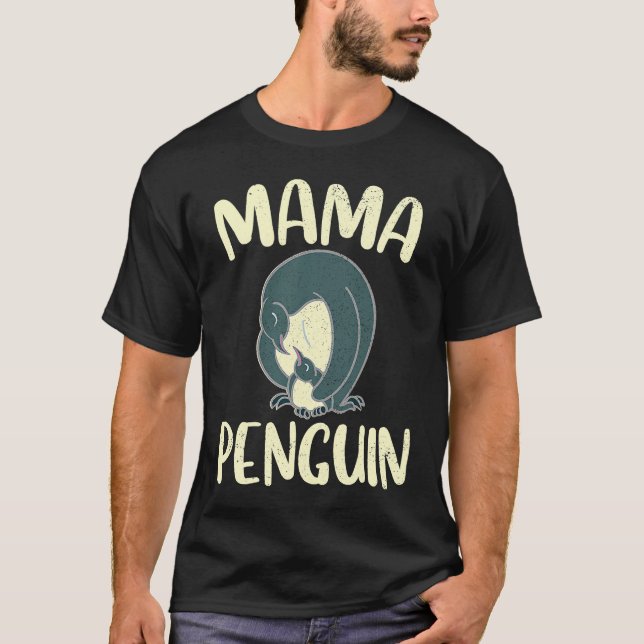 Camiseta Mothers Love Mama Penguin Unconditional Love Snow  (Anverso)