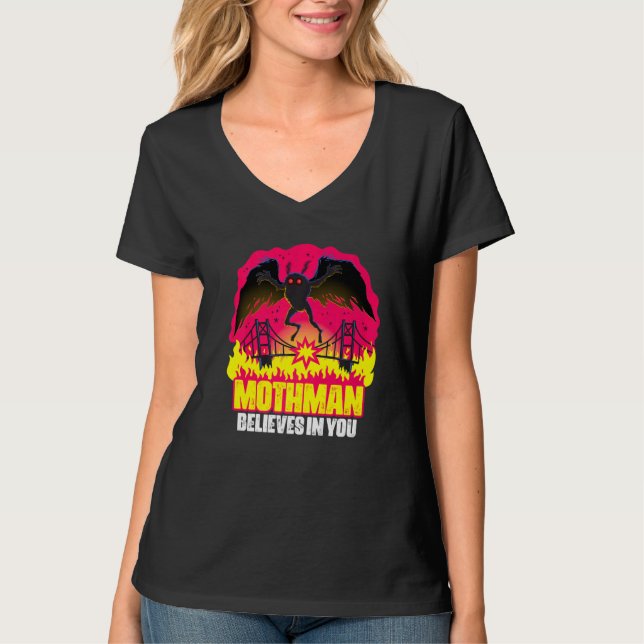 Camiseta Mothman Cree En Usted Folklore Cryptid Cr (Anverso)