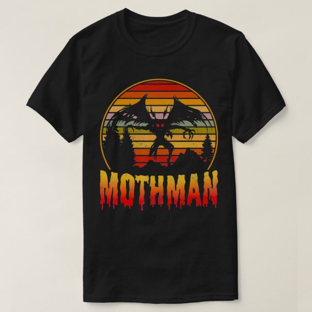 Camiseta Mothman Cryptid Vintage Sunset  (Diseño del anverso)