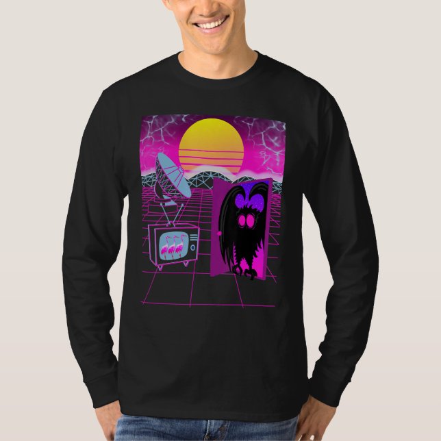 Camiseta Mothman Figure Cryptid Vapor Wave Art (Anverso)