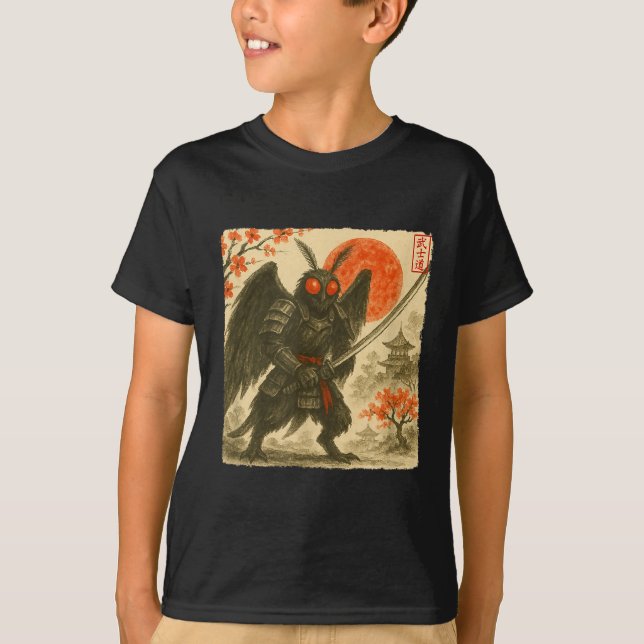 Camiseta Mothman Samurai Japanese Warrior Costume Sumi-e Ar (Anverso)