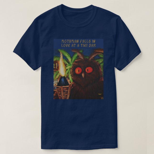 Camiseta Mothman se enamora en un bar tiki (Diseño del anverso)
