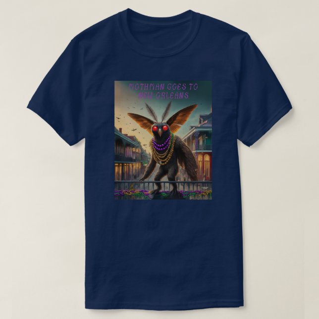 Camiseta Mothman va a Nueva Orleans (Diseño del anverso)