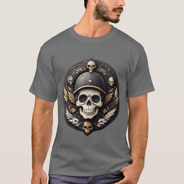 Camiseta Motif de cráneo en una paleta monocroma (Anverso)