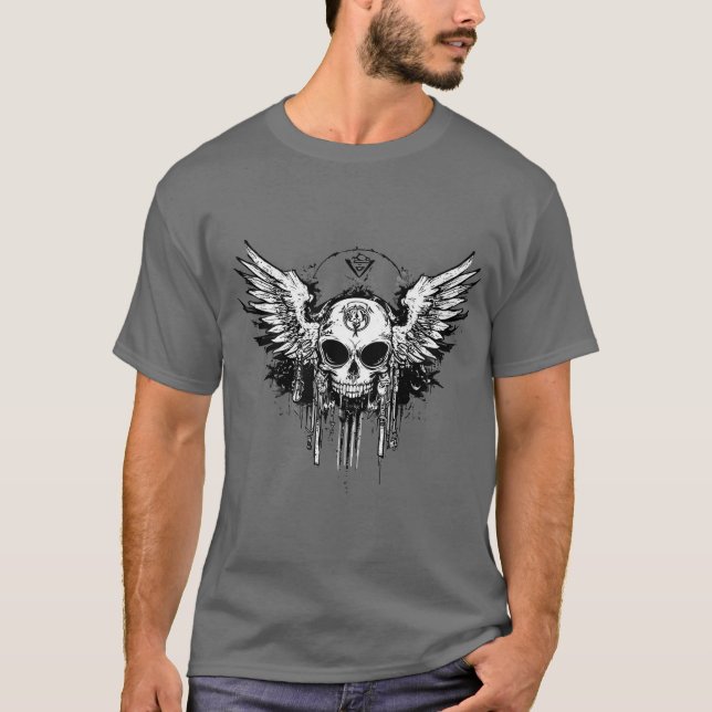 Camiseta Motif de cráneo en una paleta monocroma (Anverso)