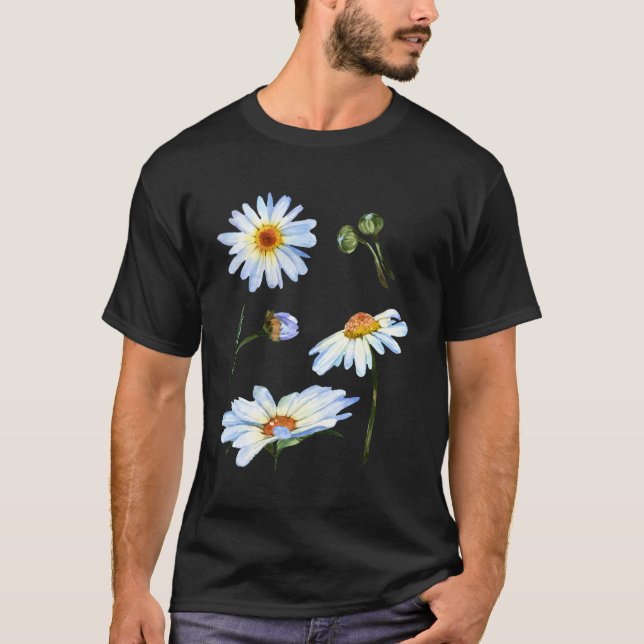 Camiseta Motif De Flor De Daisy Para Boceto Floral (Anverso)
