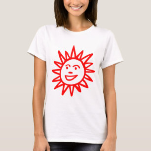 Camiseta Motif Sol dibujado a mano - Rojo