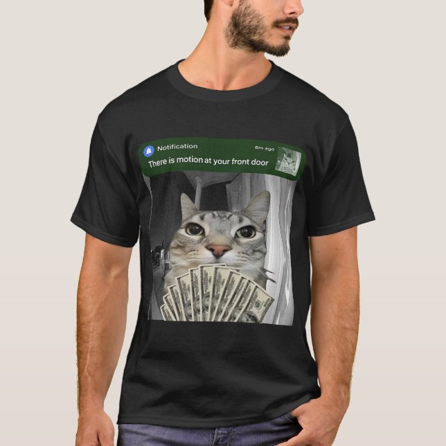 Camiseta Motion Detected Front Door Cat Meme (Anverso)